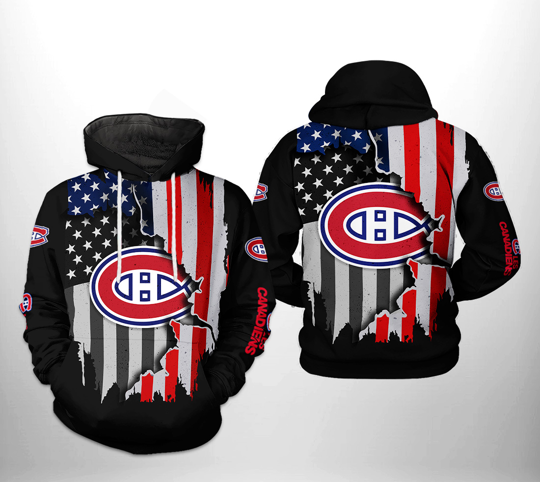 Montral Canadiens NHL US FLag Team 3D Printed Hoodie