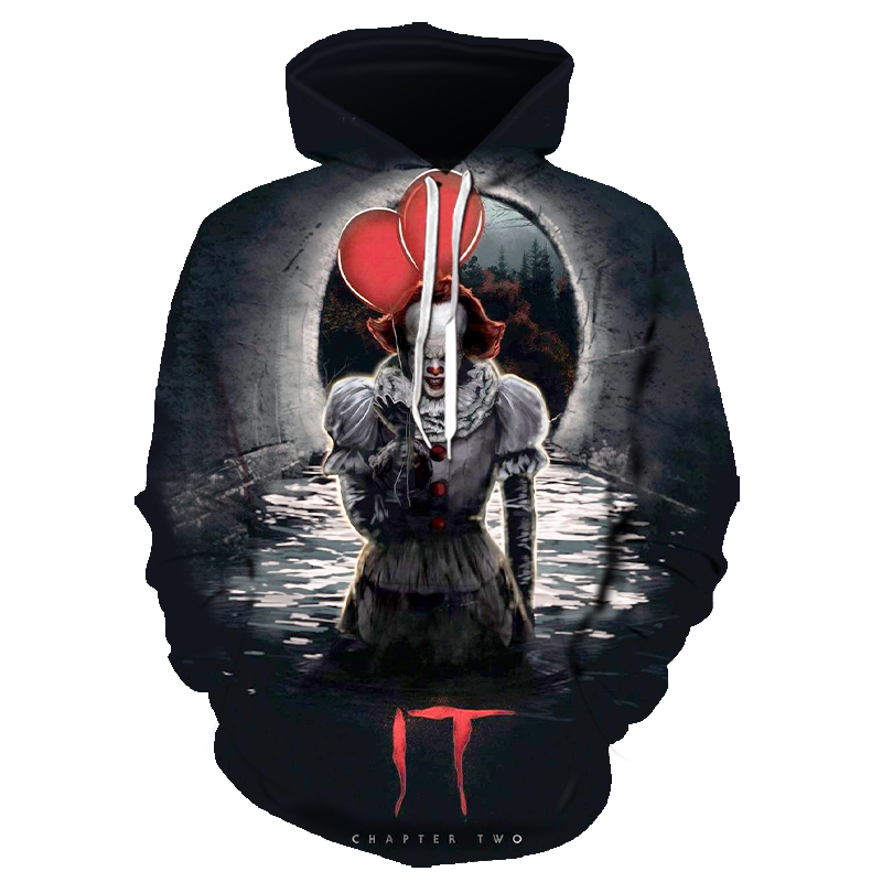 Movie It Pennywise Clown Stephen King 3D Printed Hoodie