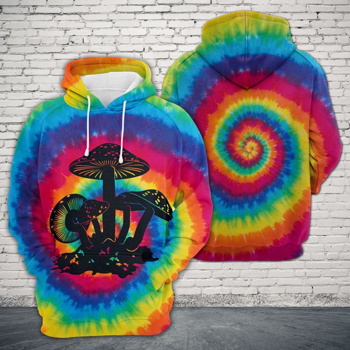 Mushroom Tie Dye 3D Printed Hoodie Zipper Hoodie