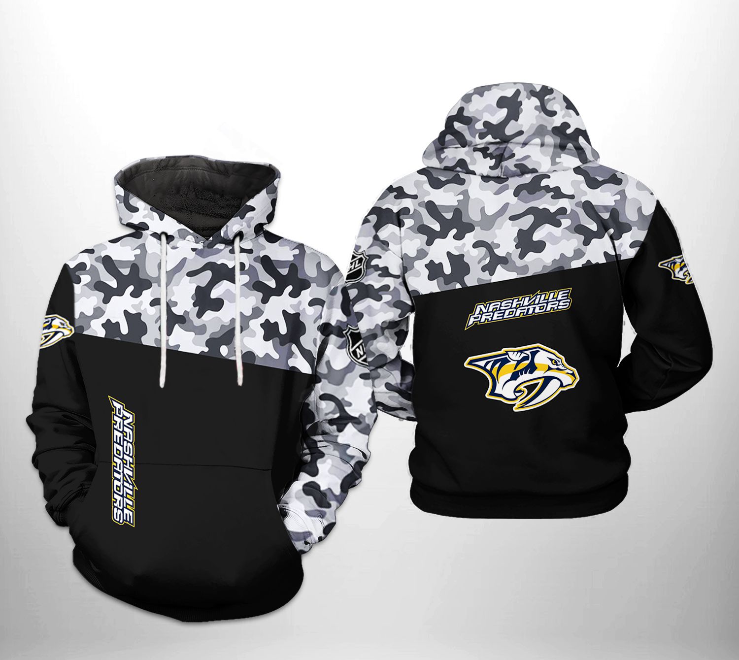 Nashville Predators NHL Camo Veteran 3D Printed Hoodie