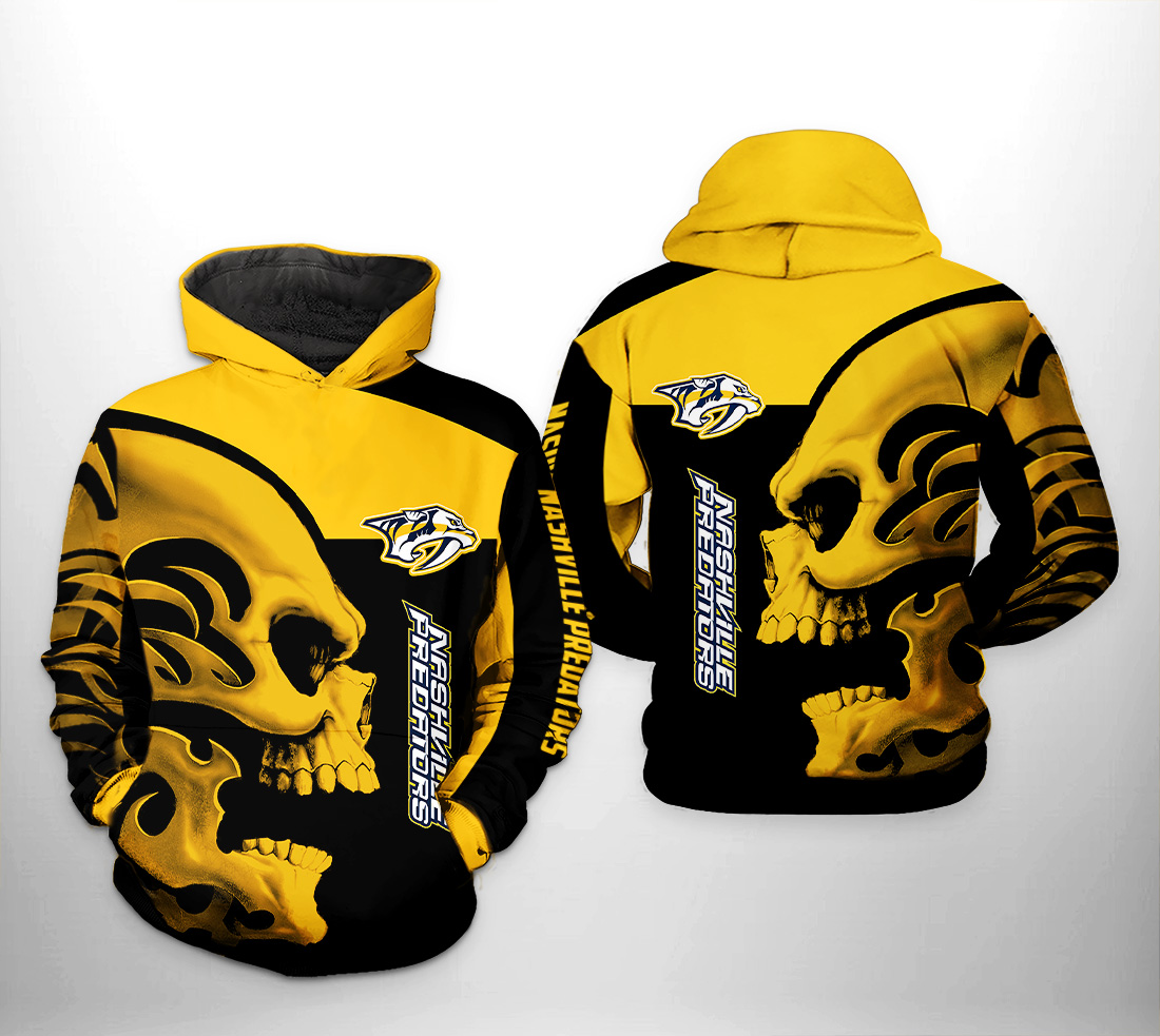 Nashville Predators NHL Skull 3D Printed Hoodie Zipper Hoodie