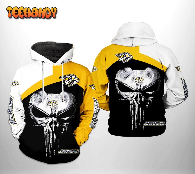 Nashville Predators NHL Skull Punisher 3D Printed Hoodie