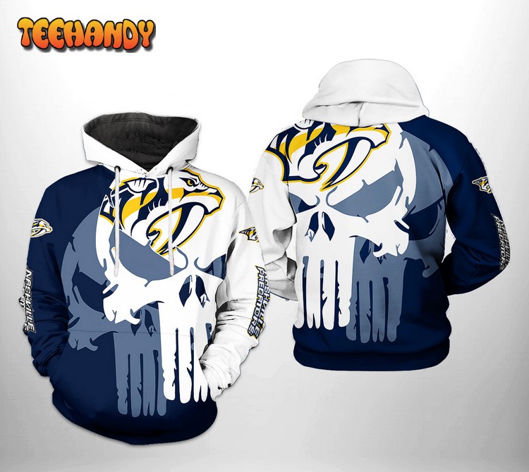 Nashville Predators NHL Team Skull 3D Printed Hoodie