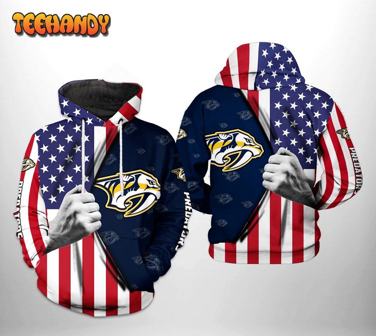 Nashville Predators NHL US FLag 3D Printed Hoodie