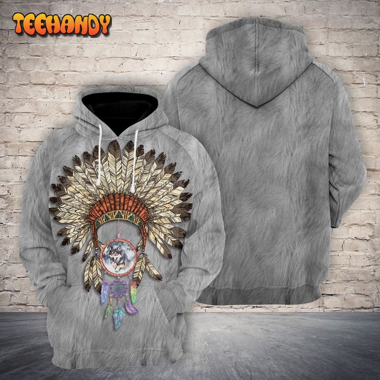 Native American 3D Printed Hoodie Zipper Hoodie