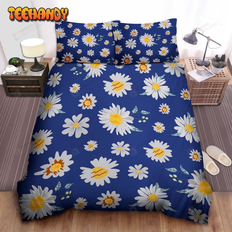 Navy Daisy Floral Bed Sheets Duvet Cover Bedding Sets