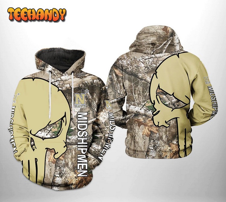 Navy Midshipmen NCAA Camo Veteran Hunting 3D Hoodie