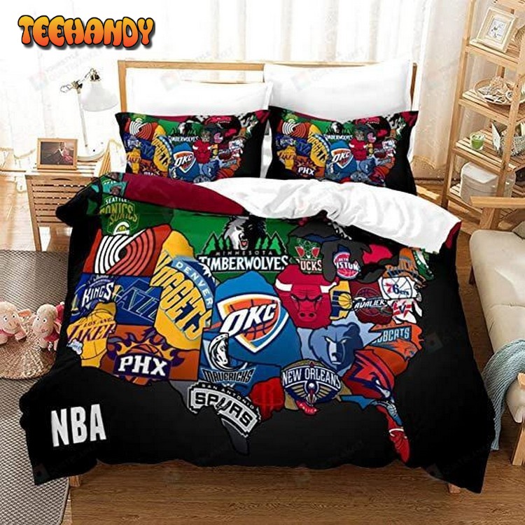 Nba All Team Logos Duvet Cover Bedding Set