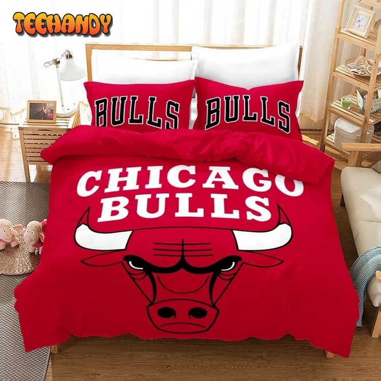 Nba Chicago Bulls Logo Basketball Duvet Cover Bedding Set