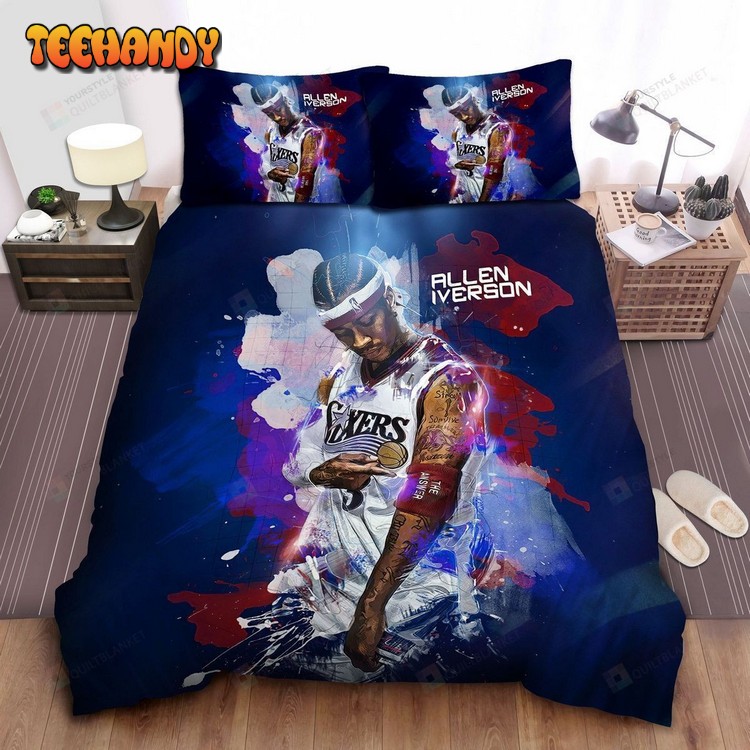 Nba Legend Allen Iverson Watercolor Splash Art Spread Bedding Sets