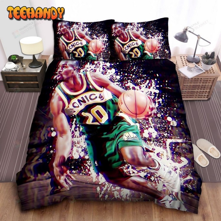 Nba Legend Gary Payton Colors Splash Art Comforter Bedding Sets