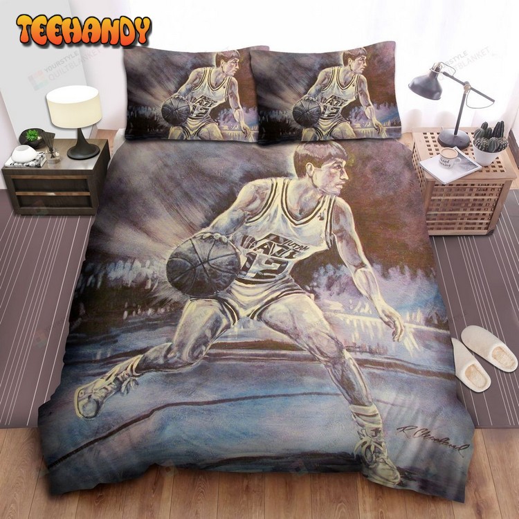 Nba Legend John Stockton Vintage Pencil Drawing Bedding Sets