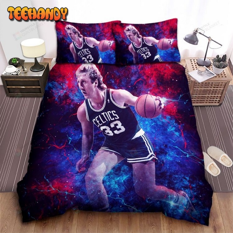 Nba Legend Larry Bird Dribbling On Universe Background Bedding Sets