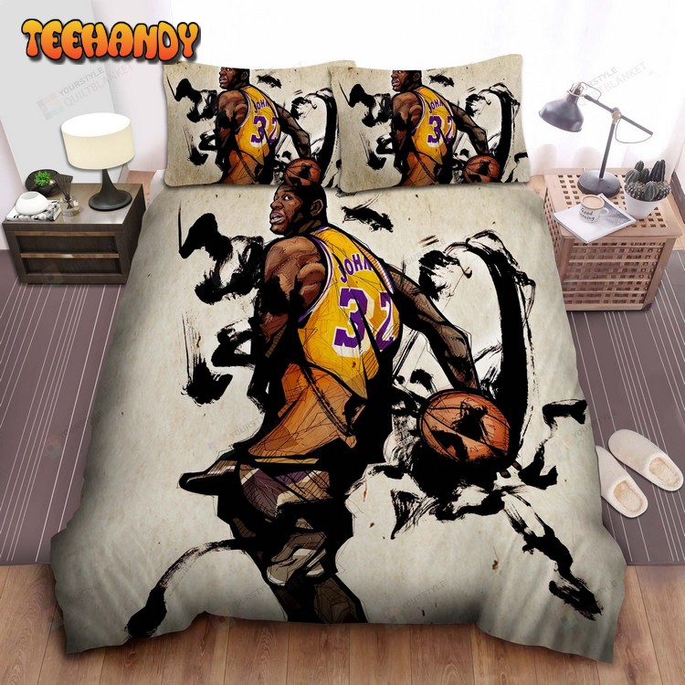 Nba Legend Los Angeles Lakers Magic Johnson Behind Bedding Sets