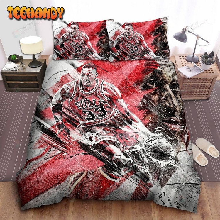 Nba Legend Scottie Pippen Dribbling In Digital Art Bedding Sets