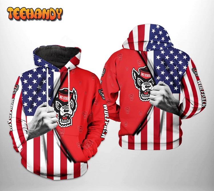 NC State Wolfpack NCAA US Flag 3D Printed Hoodie Zipper Hoodie