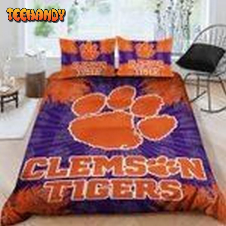 NCAA Clemson Tigers Logo Duvet Cover Bedding Set For Fans