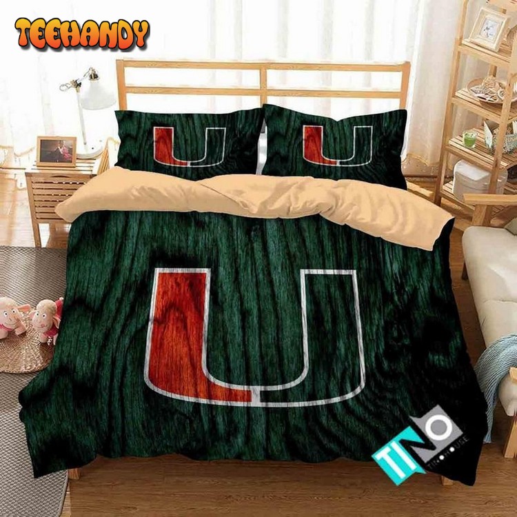 Ncaa Miami Hurricanes 2 Logo N 3d Duvet Cover Bedding Sets