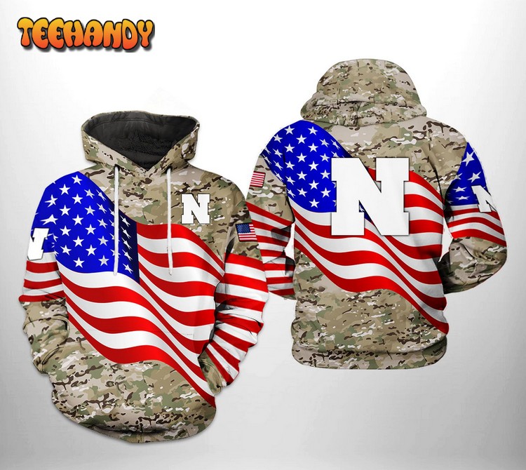 Nebraska Cornhuskers NCAA US Flag Camo Veteran 3D Printed Hoodie