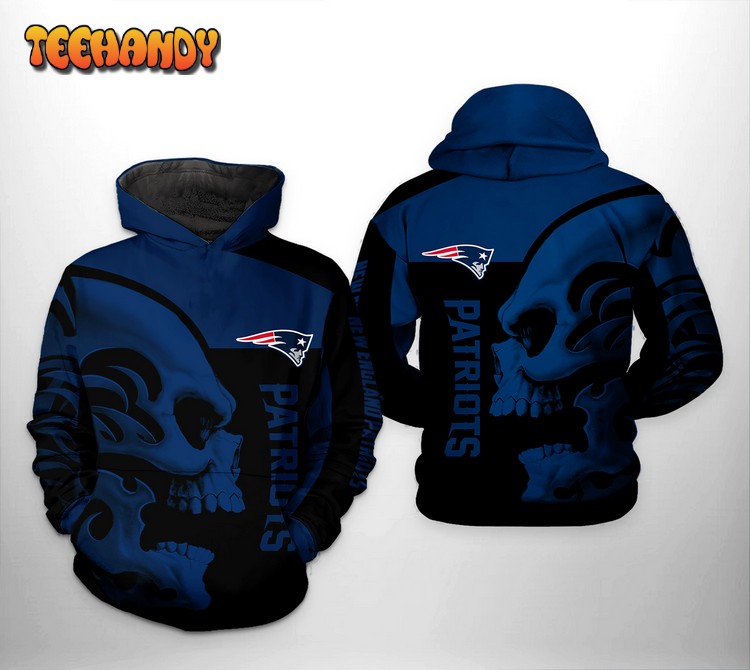 New England Patriots NFL Skull 3D Printed Hoodie Zipper Hoodie