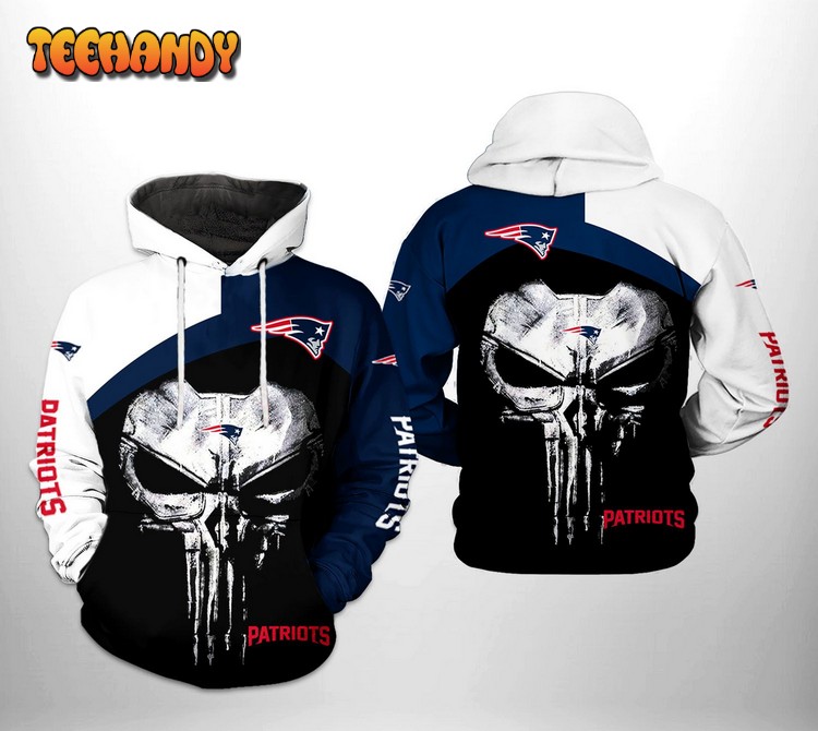 New England Patriots NFL Skull Punisher Team 3D Printed Hoodie