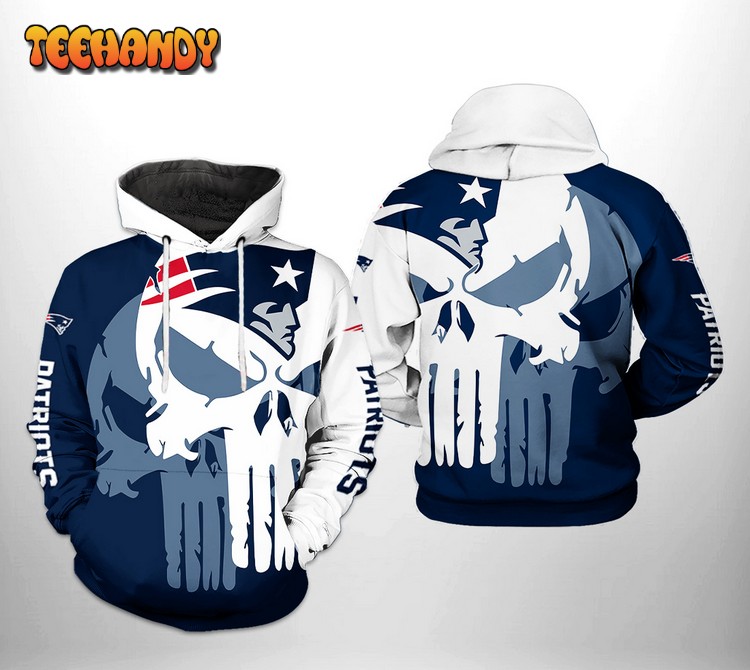 New England Patriots NFL Team Skull 3D Printed Hoodie Zipper Hoodie