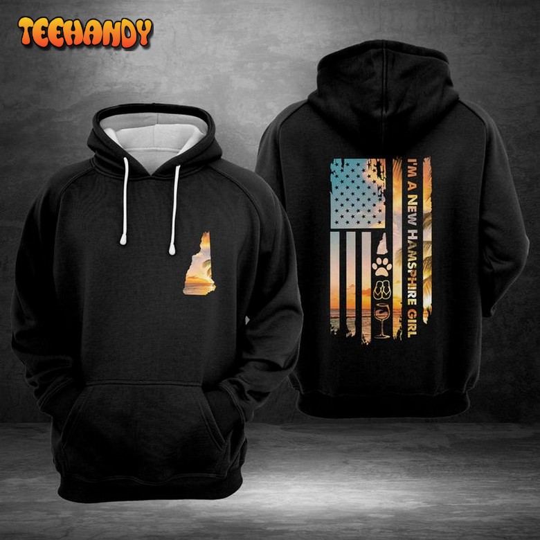 New Hampshire Us Girl 3D Printed Hoodie Zipper Hoodie