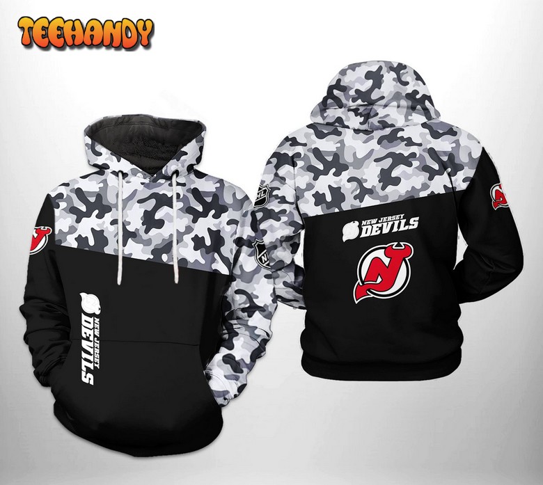 New Jersey Devils NHL Camo Veteran 3D Printed Hoodie