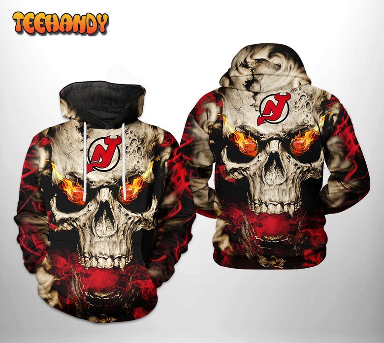 New Jersey Devils NHL Skull 3D Printed HoodieZipper Hoodie