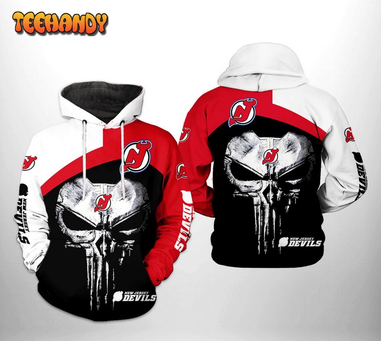 New Jersey Devils NHL Skull Punisher 3D Printed Hoodie