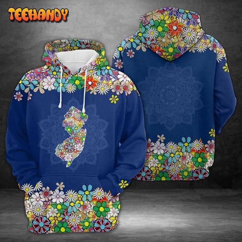 New Jersey Flower 3D Printed Hoodie Zipper Hoodie