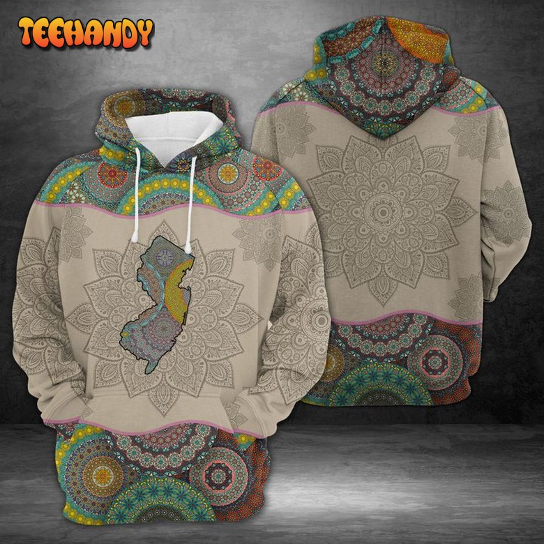 New Jersey Mandala 3D Printed Hoodie Zipper Hoodie