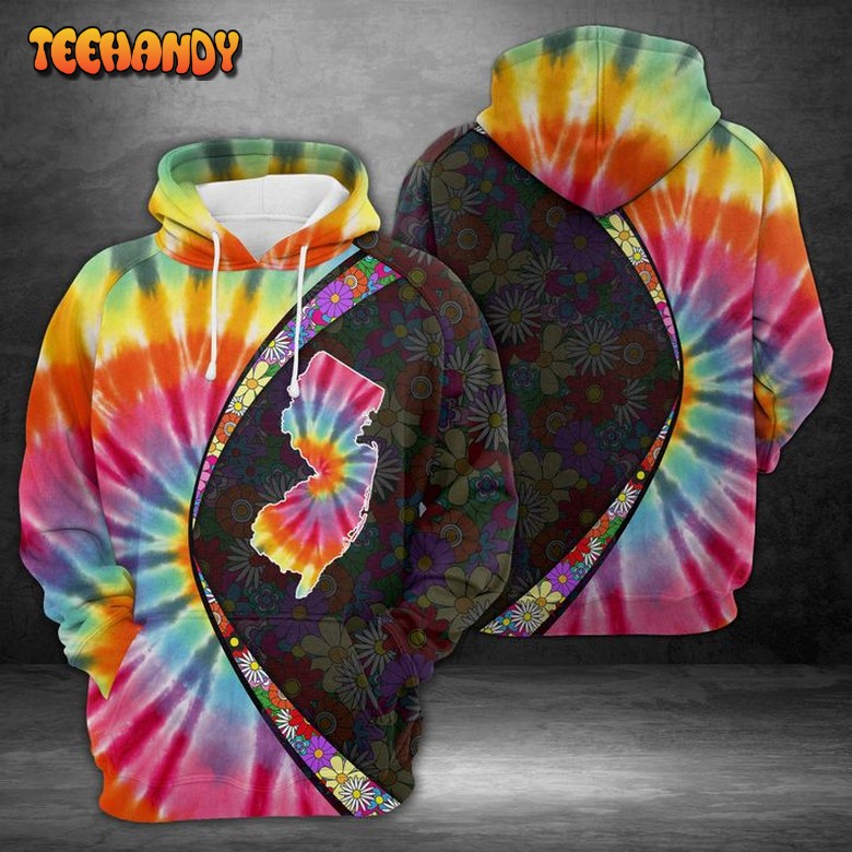 New Jersey Tie Dye 3D Printed Hoodie Zipper Hoodie