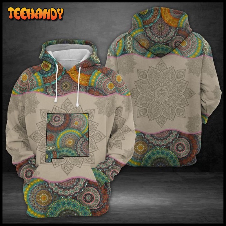 New Mexico State Mandala 3D Printed Hoodie Zipper Hoodie