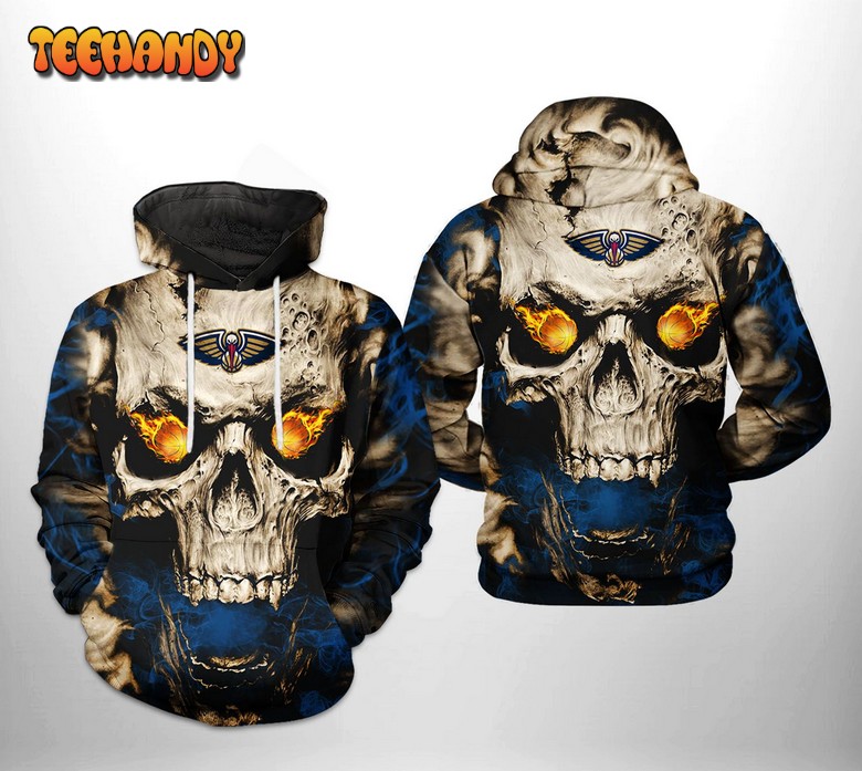 New Orleans Pelicans NBA Skull 3D Printed Hoodie Zipper Hoodie