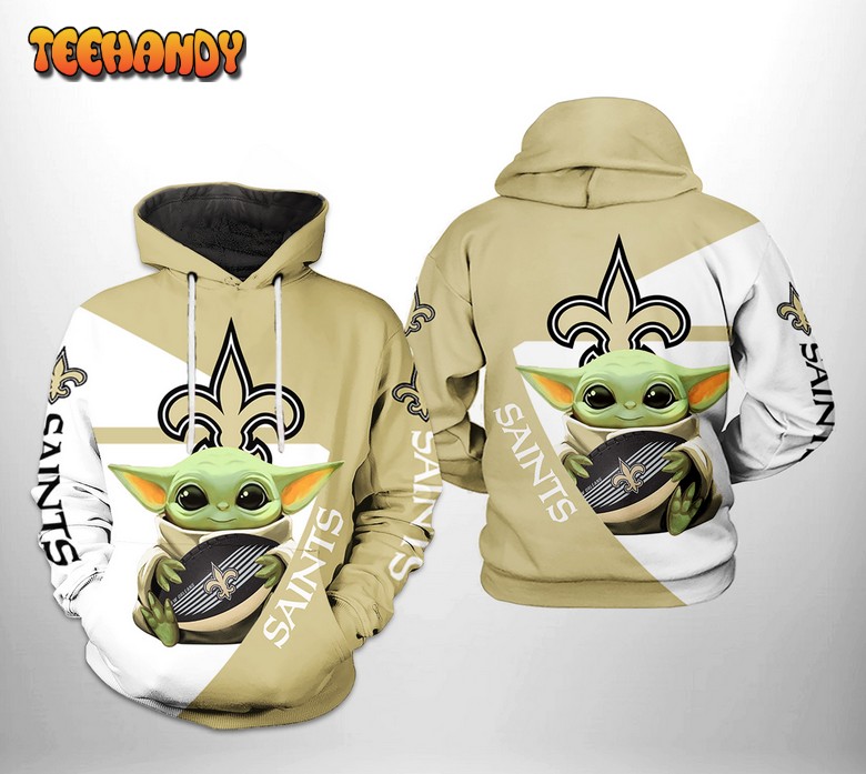 New Orleans Saints NFL Baby Yoda Team 3D Printed Hoodie