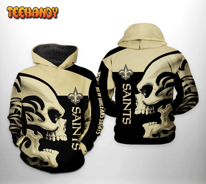 New Orleans Saints NFL Skull 3D Printed Hoodie Zipper Hoodie