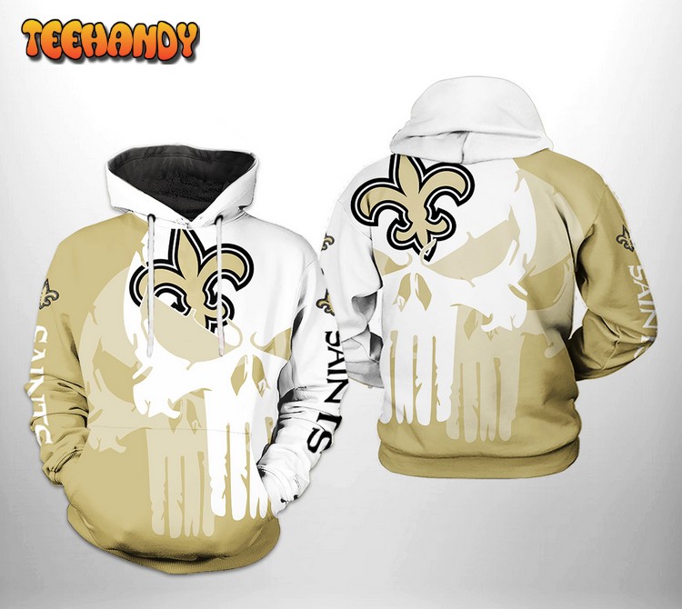 New Orleans Saints NFL Team Skull 3D Printed Hoodie Zipper Hoodie