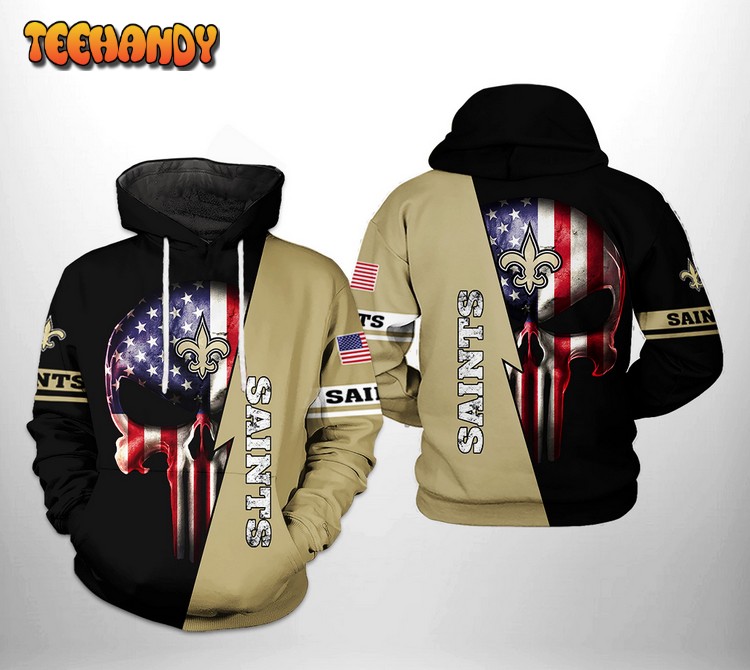 New Orleans Saints NFL US Flag Skull Team 3D Printed Hoodie