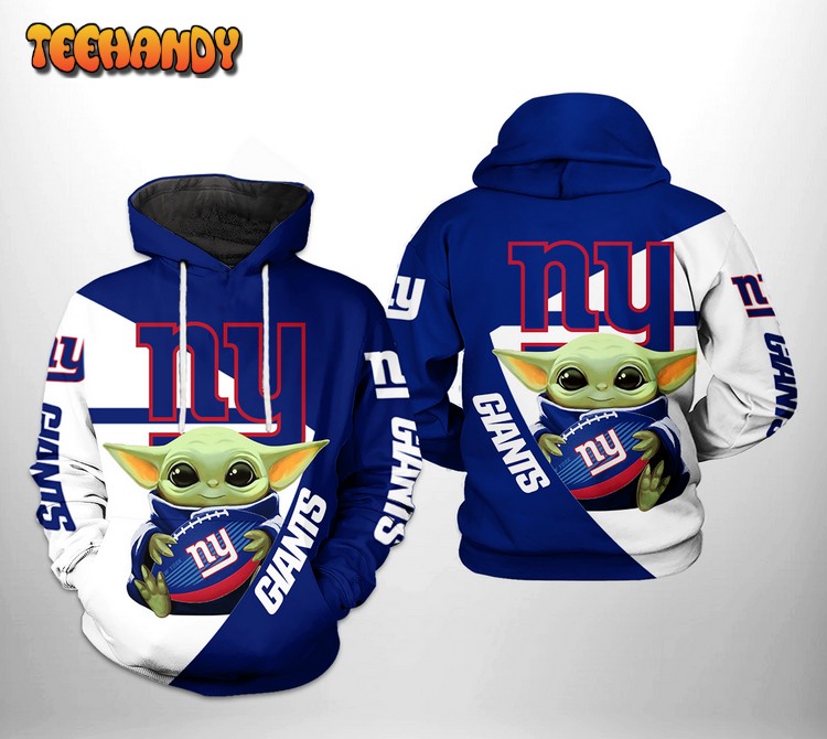 New York Giants NFL Baby Yoda Team 3D Printed Hoodie