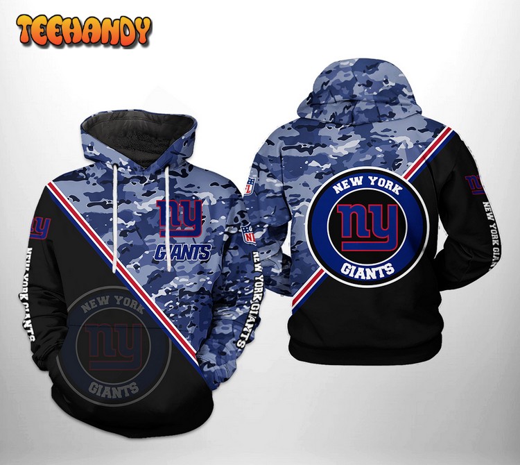 New York Giants NFL Camo Team 3D Printed Hoodie Zipper Hoodie