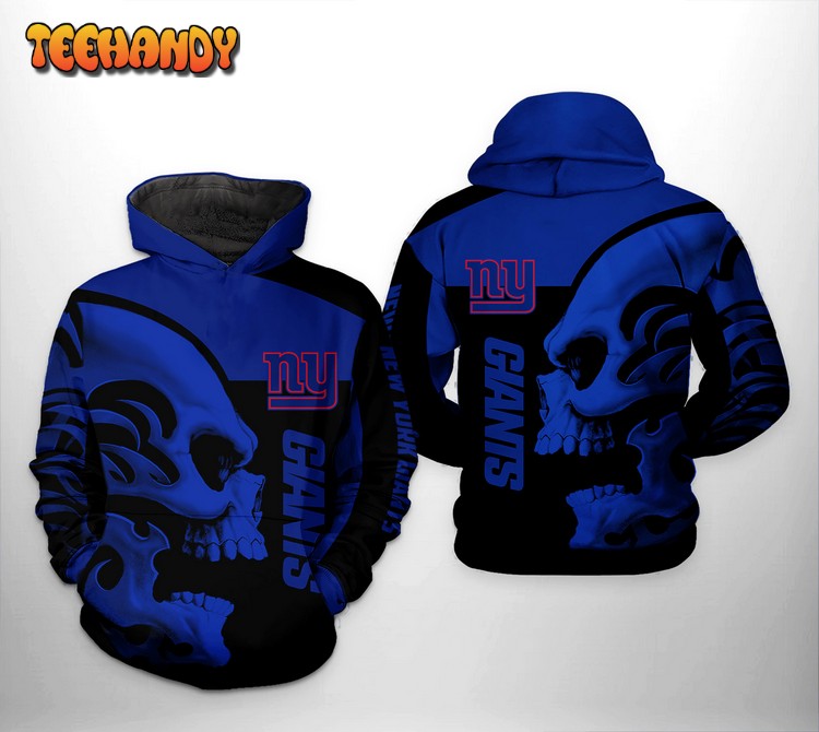 New York Giants NFL Skull 3D Printed Hoodie Zipper Hoodie