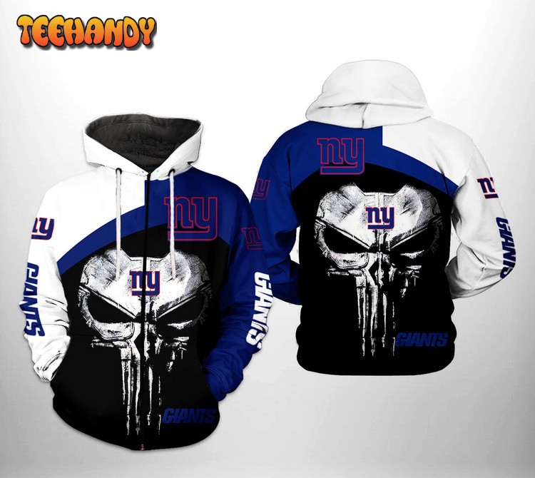 New York Giants NFL Skull Punisher Team 3D Printed Hoodie