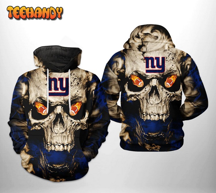 New York Giants NFL Skull Team 3D Printed Hoodie Zipper Hoodie