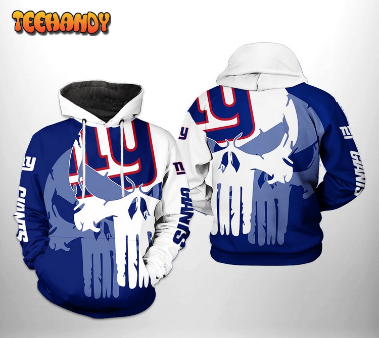 New York Giants NFL Team Skull 3D Printed Hoodie Zipper Hoodie