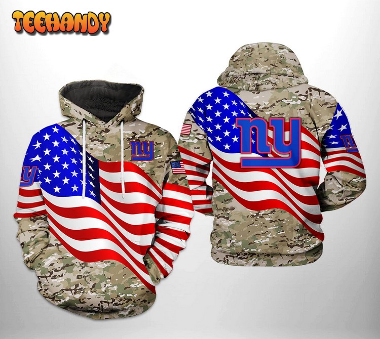 New York Giants NFL US Flag Camo Veteran Team 3D Printed Hoodie