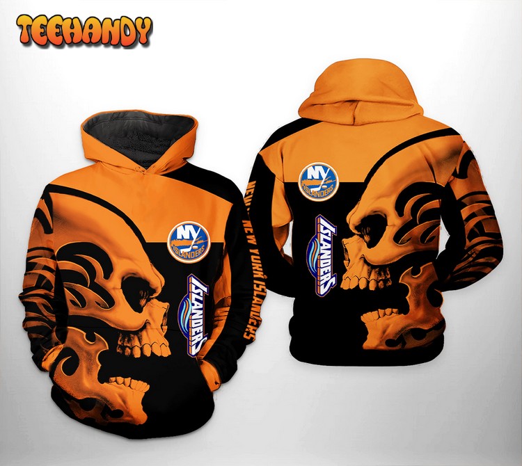 New York Islanders NHL Skull 3D Printed Hoodie Zipper Hoodie