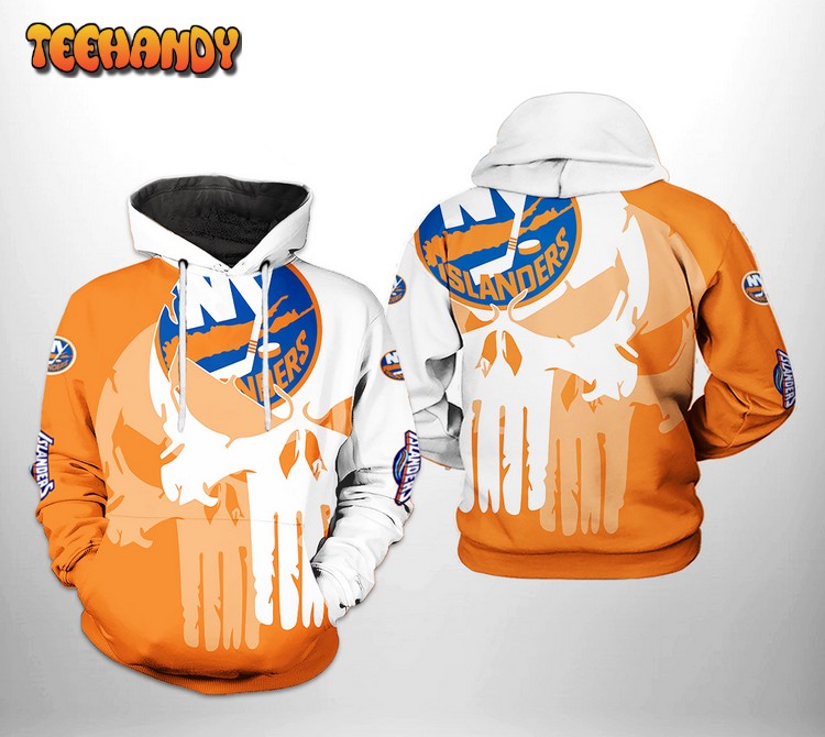 New York Islanders NHL Team Skull 3D Printed Hoodie Zipper Hoodie