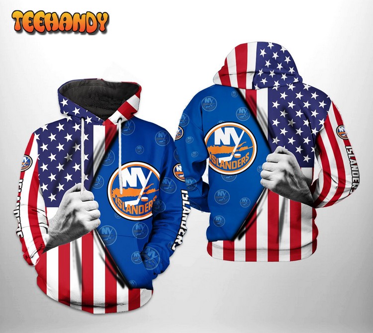 New York Islanders NHL US FLag 3D Printed Hoodie Zipper Hoodie