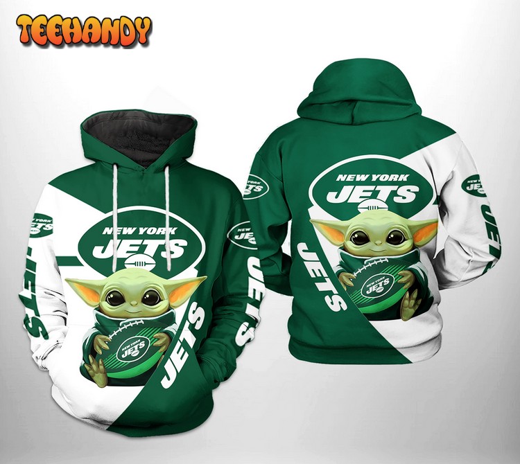 New York Jets NFL Baby Yoda Team 3D Printed Hoodie Zipper Hoodie